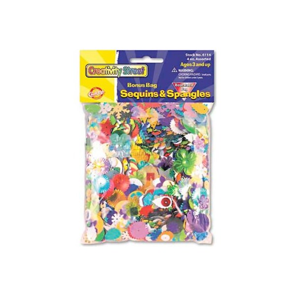 The Chenille Kraft Company Creativity Street 6114 Sequins & Spangles, Assorted Metallic Colors, 4 oz/Pack 6114 - main